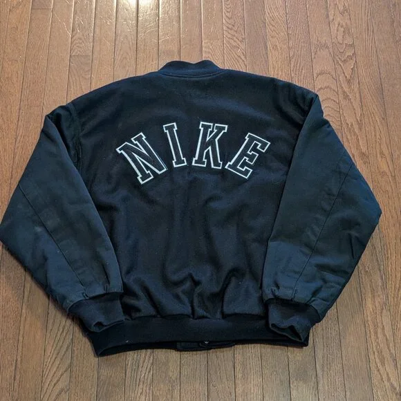 90's Nike Basketball Embroidered Wool Bomber - Size M (Fits L/XL) - Picture 3 of 3